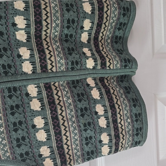 Vintage Woolrich Women's Sweater Full Zip Vest Sea Green Sheep Size Small - Picture 4 of 13